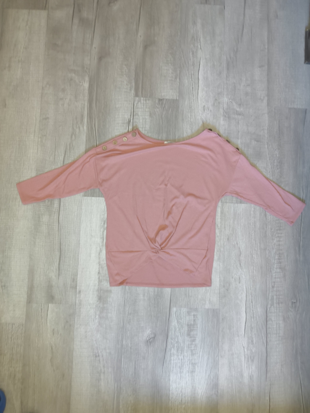 Acemi Pink Boatneck Button-Shoulder Twist Front Top